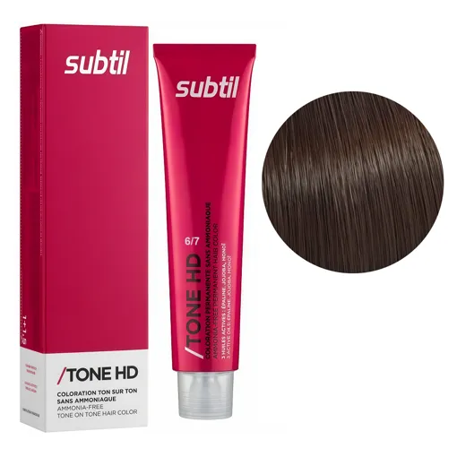 6/7 каштан Безаміачна крем-фарба для тонування волосся на лужній основі, 60 мл TONE HD SUBTIL