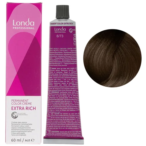 6/73 темний блондин коричнево-золотистий Стійка фарба для волосся, 60 мл Permanent Color Londa Professional