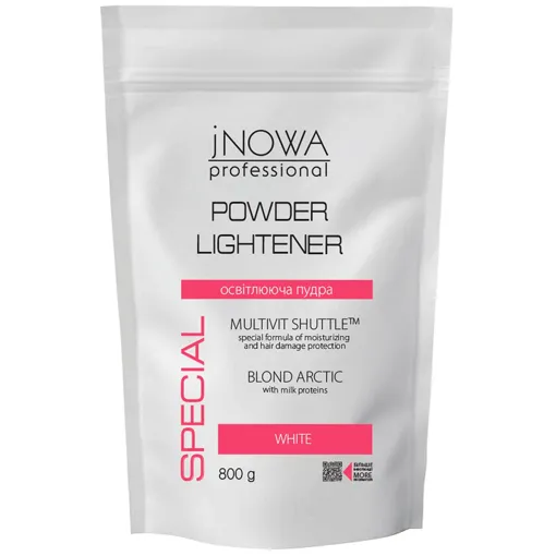 Освітлювальна пудра з протеїнами молока БІЛА (6 levels), 800 г White BLOND ARCTIC with milk proteins Powder Lightener jNOWA Professional