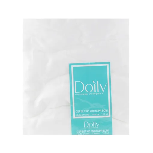 Серветки 30*30 см зі спанлейсу 40 г/м2 (В ПАЧЦІ, ГЛАДКІ, білий колір), 100 шт Doily