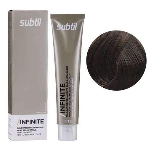 5/12 світлий шатен попелясто-перламутровий Безаміачна стійка крем-фарба для волосся, 60 мл Permanent Hair Color INFINITE SUBTIL