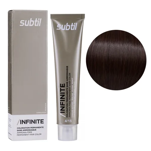 4/15 шатен попелястий червоне дерево Безаміачна стійка крем-фарба для волосся, 60 мл Permanent Hair Color INFINITE SUBTIL