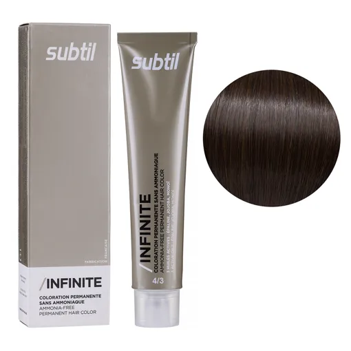 4/3 шатен золотистий Безаміачна стійка крем-фарба для волосся, 60 мл Permanent Hair Color INFINITE SUBTIL