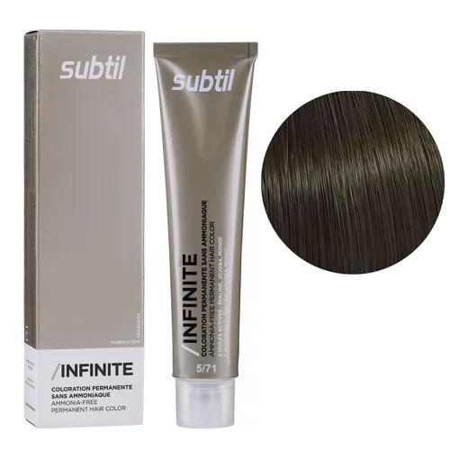 5/71 світлий шатен коричнево-попелястий Безаміачна стійка крем-фарба для волосся, 60 мл Permanent Hair Color INFINITE SUBTIL