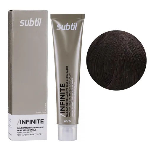 4/75 шатен коричневий червоне дерево Безаміачна стійка крем-фарба для волосся, 60 мл Permanent Hair Color INFINITE SUBTIL