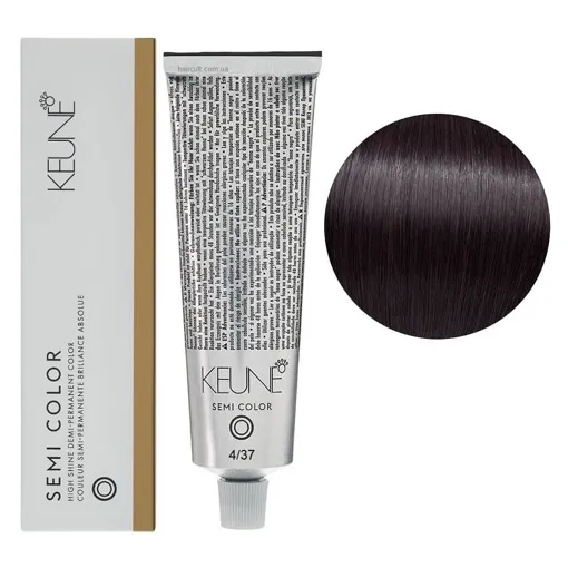 4/37 Середньо-коричневий золотисто-фіолетовий Фарба для тонування волосся без аміаку,  60 мл Demi-Permanent Color SЕМІ COLOR KEUNE