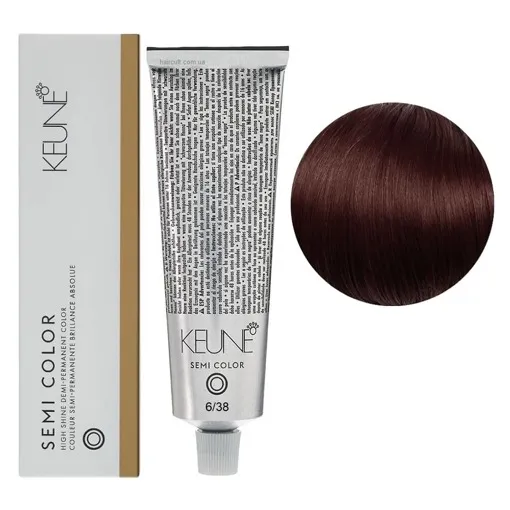 6/38 Темний блондин золотисто-мока Фарба для тонування волосся без аміаку,  60 мл Demi-Permanent Color SЕМІ COLOR KEUNE