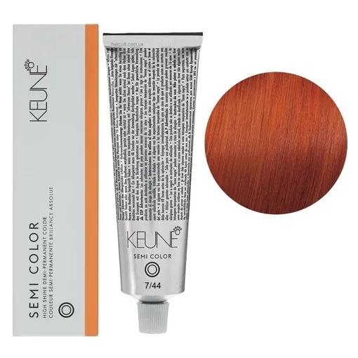 7/44 Середній блондин мідний інтесивний Фарба для тонування волосся без аміаку,  60 мл Demi-Permanent Color SЕМІ COLOR KEUNE