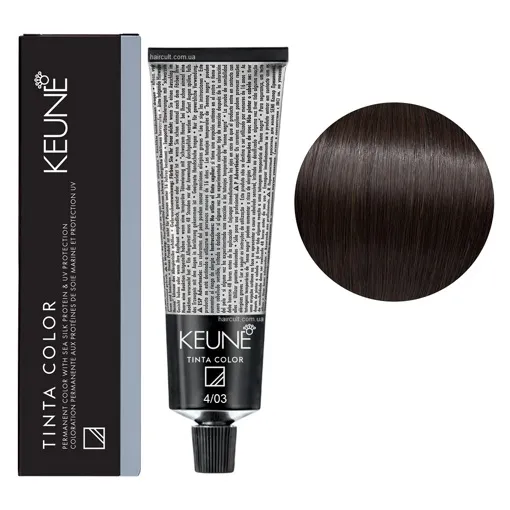 4/03 Середньо-коричневий золотистий натуральний Фарба перманентна для волосся,  60 мл Permanent Color TINTA COLOR KEUNE