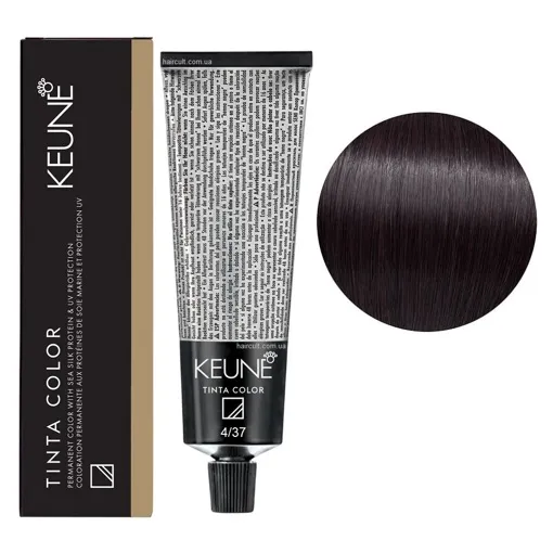 4/37 Середньо-коричневий золотисто-фіолетовий Фарба перманентна для волосся,  60 мл Permanent Color TINTA COLOR KEUNE