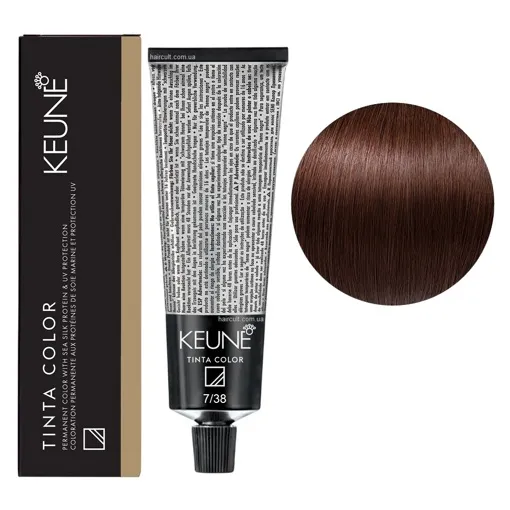 7/38 Середній блондин золотистий мокко Фарба перманентна для волосся,  60 мл Permanent Color TINTA COLOR KEUNE