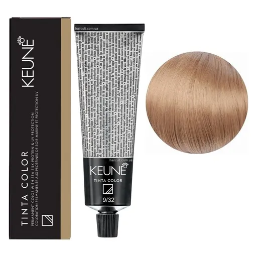 9/32 Дуже світлий блондин золотисто-перламутровий Фарба перманентна для волосся,  60 мл Permanent Color TINTA COLOR KEUNE