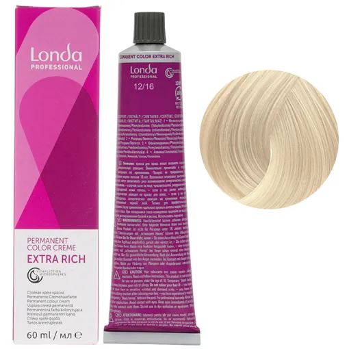 12/16 спеціальний блондин попелясто-фіолетовий Стійка фарба для волосся, 60 мл Permanent Color Londa Professional