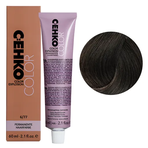 6/77 Темний блондин коричневий інтенсивний Стійка перманентна крем-фарба для волосся, 60 мл Permament Hair Color EXPLOSION C:EHKO
