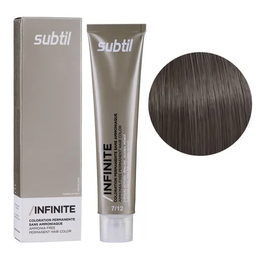 7/12 блондин попелясто-перламутровий Безаміачна стійка крем-фарба для волосся, 60 мл Permanent Hair Color INFINITE SUBTIL