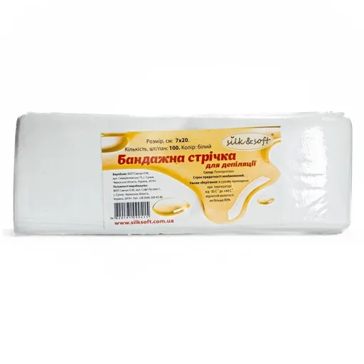 Папір для депіляції (бандажна стрічка), розмір: 7 х 20 см, 100 шт Silk &amp; Soft 
