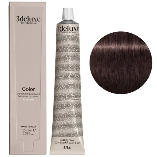 5/64 світло-коричневий червоно-мідний Фарба для волосся, 100 мл Permanent Hair Color 3Deluxe Professional