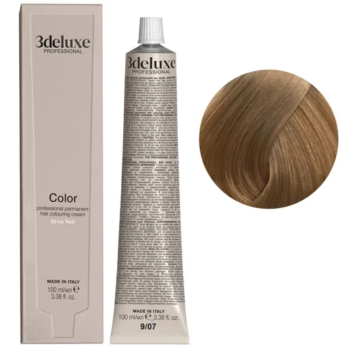 9/07 дуже світлий блондин матовий натуральний Фарба для волосся, 100 мл Permanent Hair Color 3deluxe Professional