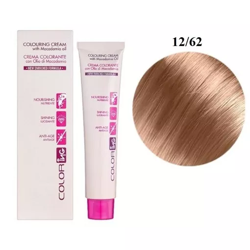 12/62 ультра блонд рожевий Крем-фарба 60мл Colouring Cream with Macadamia oil ING