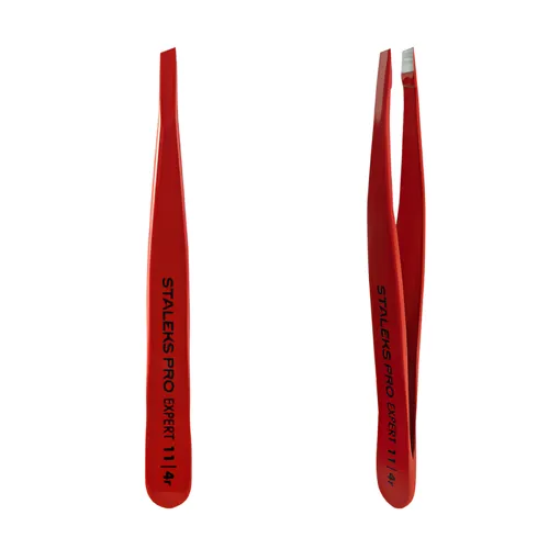 Пінцет для брів &quot;ЧЕРВОНИЙ&quot; EXPERT 11 TYPE 4r (вузький скошений) TE-11/4r STALEKS PRO