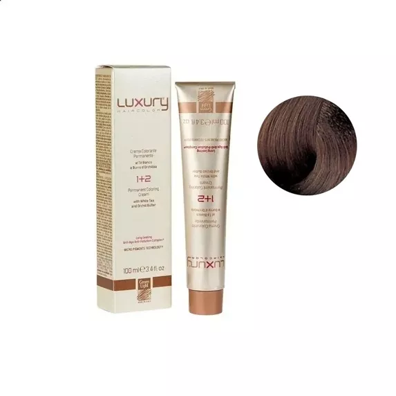 5/8 Світло-коричневий шоколадний Крем-фарба для волосся з білим чаєм та екстрактом орхідеї, 100 мл LUXURY Haircolor GREEN LIGHT