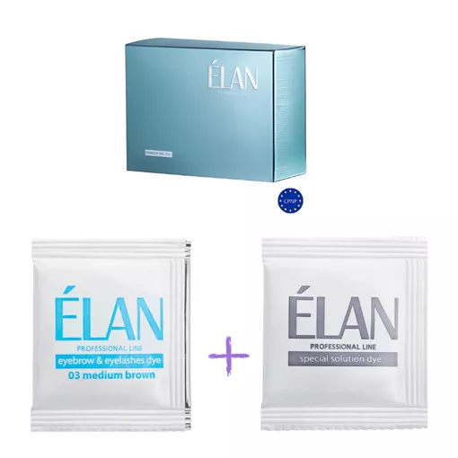 Гель-фарба для брів та вій з окислювачем №03, колір: Середньо-коричневий (Medium Вrown), (5г+5г) ELAN Professional Line 