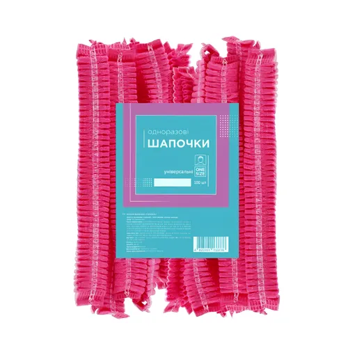 Шапочка одноразова універсальна &quot;гармошка&quot; зі спанбонду (1 шт.), колір: РОЖЕВИЙ Monaco Style