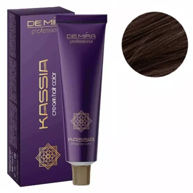 4/37 середньо-каштановий золотисто-мідний Крем-фарба для волосся перманентна, 90мл Cream hair color KASSIA DEMIRA Professional
