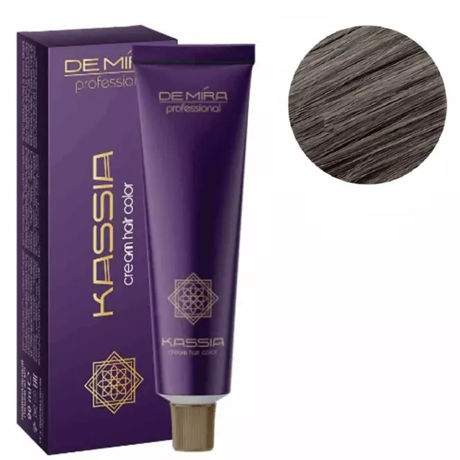 7/1  середній блондин попелястий Крем-фарба для волосся перманентна, 90мл Cream hair color KASSIA DEMIRA Professional