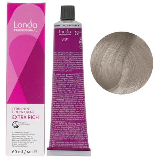 8/81 світлий блондин перлинно-попелястий Стійка фарба для волосся, 60 мл Permanent Color Londa Professional