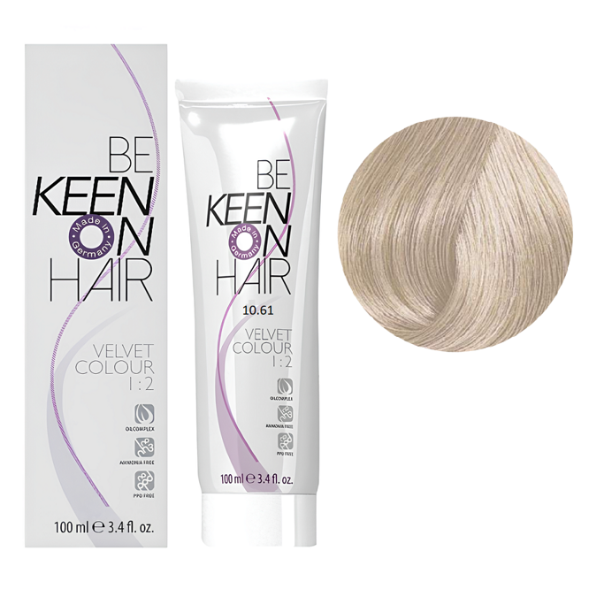 10/61 ультра-світлий фіолетово-попелястий блондин Перманентна крем-фарба без аміаку, 100 мл VELVET COLOUR KEEN