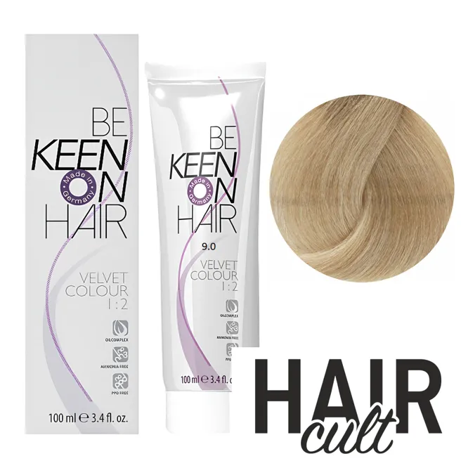 9/0 світлий блондин Перманентна крем-фарба без аміаку, 100 мл VELVET COLOUR KEEN