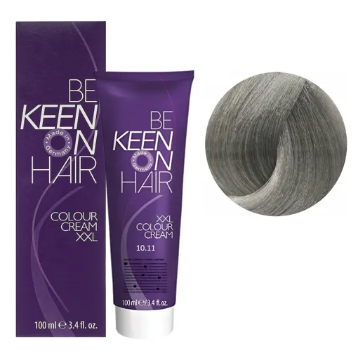 10/11 ультрасвітлий блондин попелястий інтенсивний Стійка крем-фарба для волосся, 100 мл Colour Cream XXL KEEN