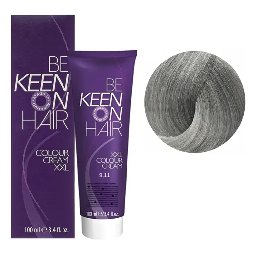 9/11 дуже світлий блондин попелястий інтенсивний Стійка крем-фарба для волосся, 100 мл Colour Cream XXL KEEN