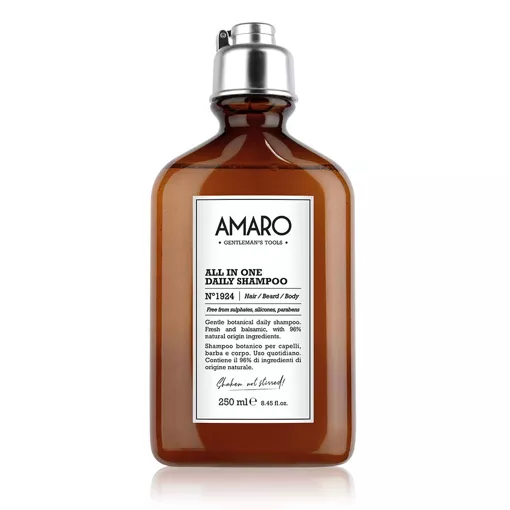Шампунь для чоловіків 250мл для волосся, бороди та тіла  AMARO ALL IN ONE DAILY SHAMPOO FarmaVita