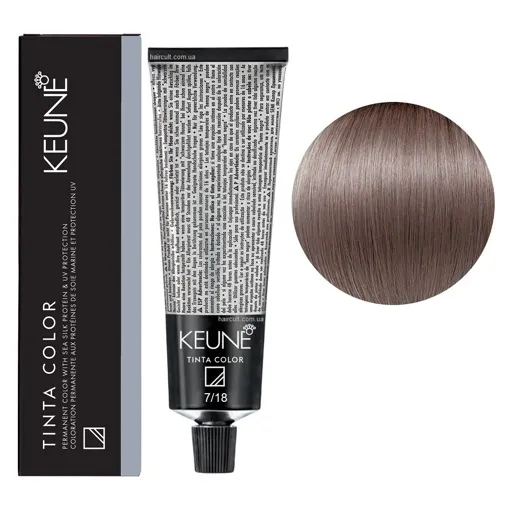7/18 Середній блондин попелястий мокко Фарба перманентна для волосся,  60 мл Permanent Color TINTA COLOR KEUNE