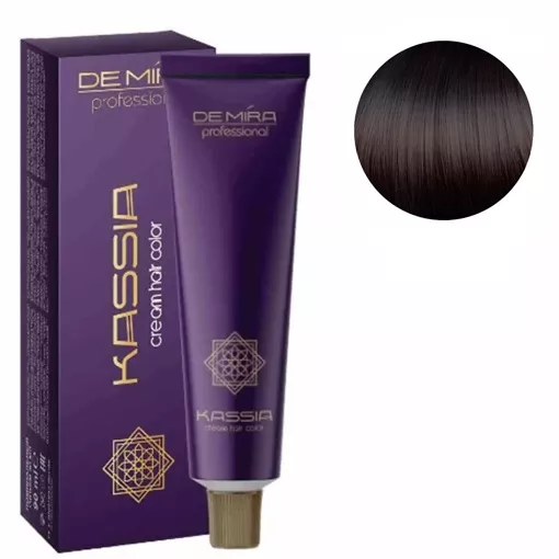 4/7 середньо-каштановий коричневий Крем-фарба для волосся перманентна, 90мл Cream hair color KASSIA DEMIRA Professional