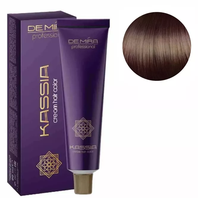 5/75 Середньо-каштановий коричнево-червоний Крем-фарба для волосся перманентна, 90мл Cream hair color KASSIA DEMIRA Professional