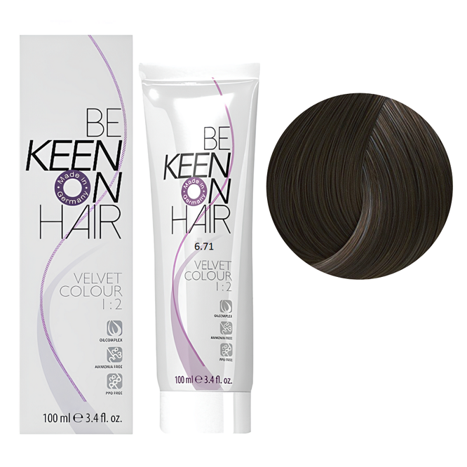 6/71 табак Перманентна крем-фарба без аміаку, 100 мл VELVET COLOUR KEEN