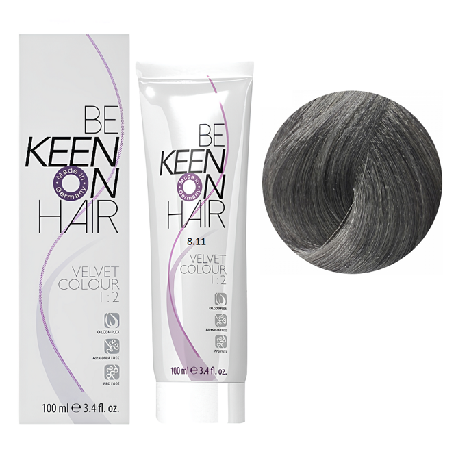 8/11 інтенсивний попілястий блондин Перманентна крем-фарба без аміаку, 100 мл VELVET COLOUR KEEN