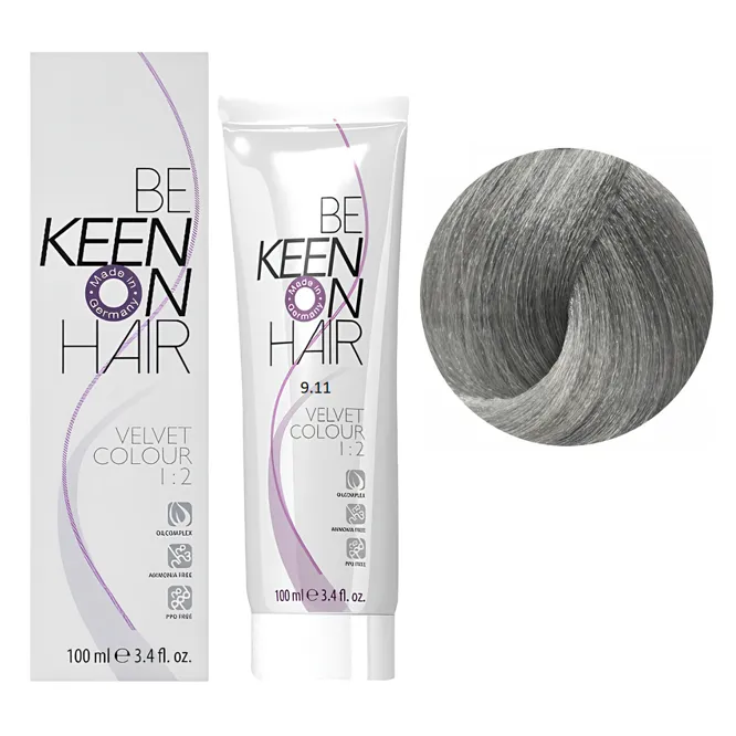 9/11 світлий інтесивний попилястий блондин Перманентна крем-фарба без аміаку, 100 мл VELVET COLOUR KEEN