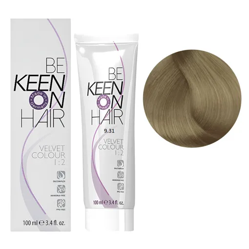 9/31 світлий золотисто-попілястий блондин Перманентна крем-фарба без аміаку, 100 мл VELVET COLOUR KEEN