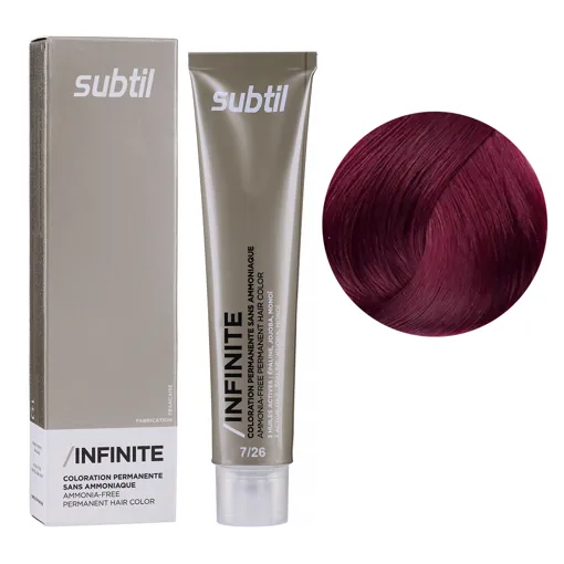 7/26 блондин перламутровий червоний Безаміачна стійка крем-фарба для волосся, 60 мл Permanent Hair Color INFINITE SUBTIL