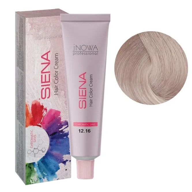 12/16 екстра-світлий блондин попелясто-фіолетовий Фарба для волосся стійка, 90мл  SIENA Chromatic Save jNOWA Professional 