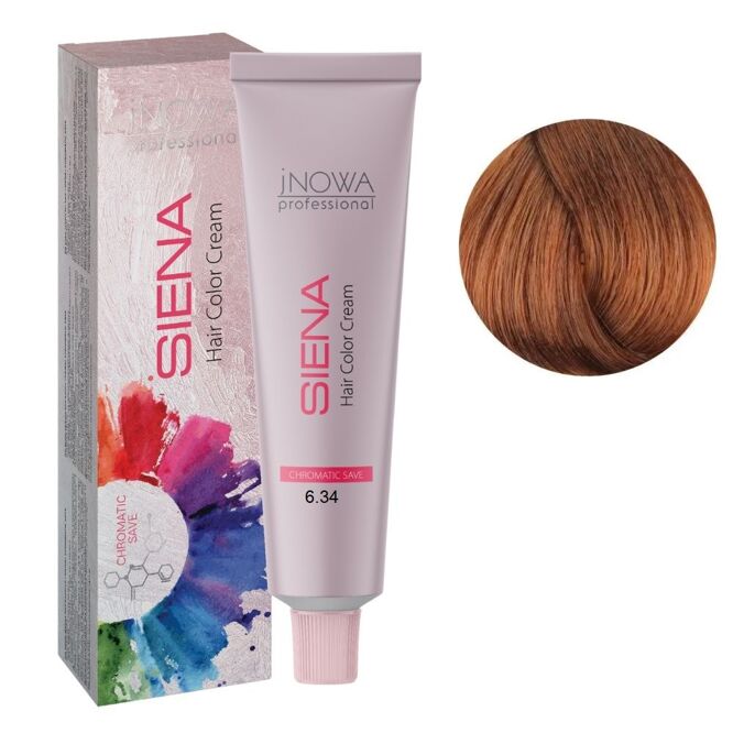 6/34 темний блондин золотисто-червоний  Фарба для волосся стійка, 90мл  SIENA Chromatic Save jNOWA Professiona