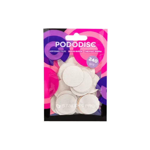Змінні файли БІЛІ для педикюрного диска 240 грит EXPERT PODODISC &quot;L&quot; (50 шт) PDF-25-240w STALEKS PRO