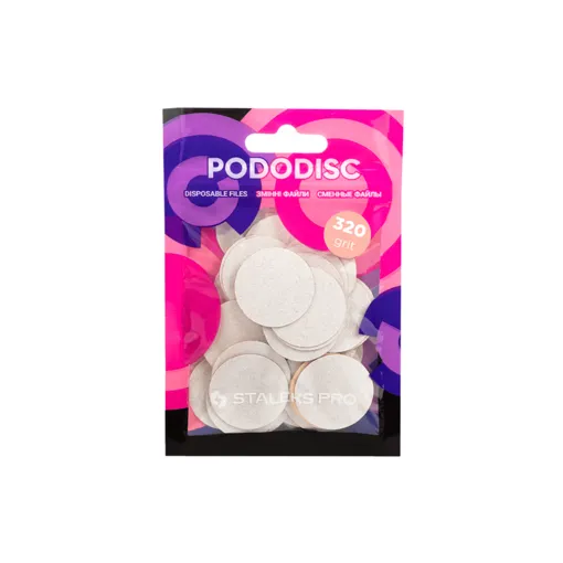 Змінні файли БІЛІ для педикюрного диска 320 грит EXPERT PODODISC &quot;L&quot; (50 шт) PDF-25-320w STALEKS PRO