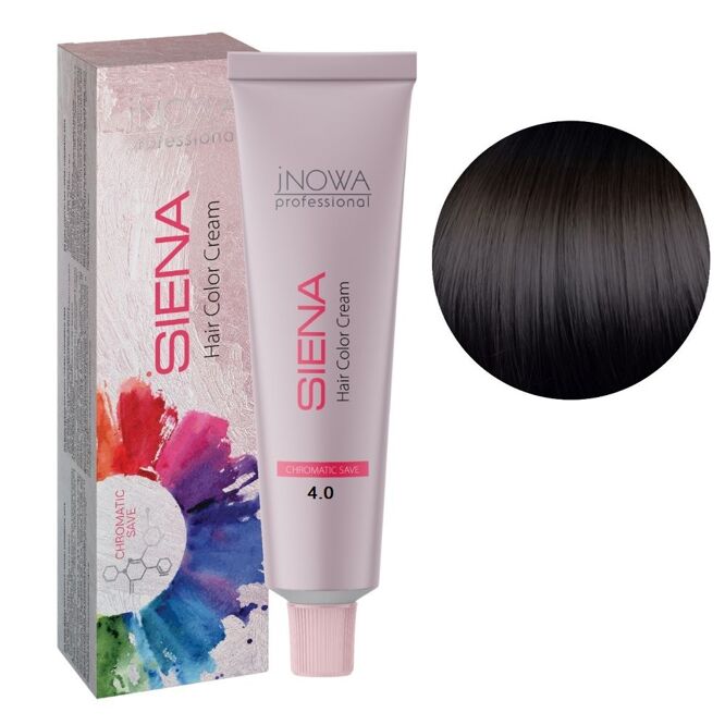 4/0 середньо-каштановий натуральний Фарба для волосся стійка, 90мл  SIENA Chromatic Save jNOWA Professional 