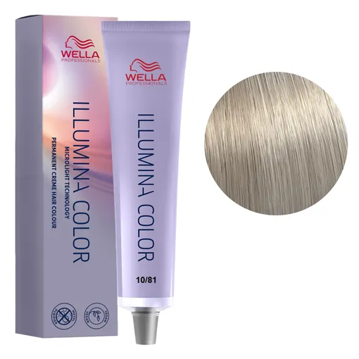 10/81 дуже яскравий блондин перлинно-попелястий Стійка крем-фарба для волосся, 60 мл ILLUMINA COLOR Wella Professionals