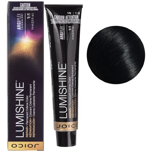1N (1,0) Перманентна крем-фарба для волосся, 74 мл Permanent Creme Color Repair+ LumiShine JOICO
